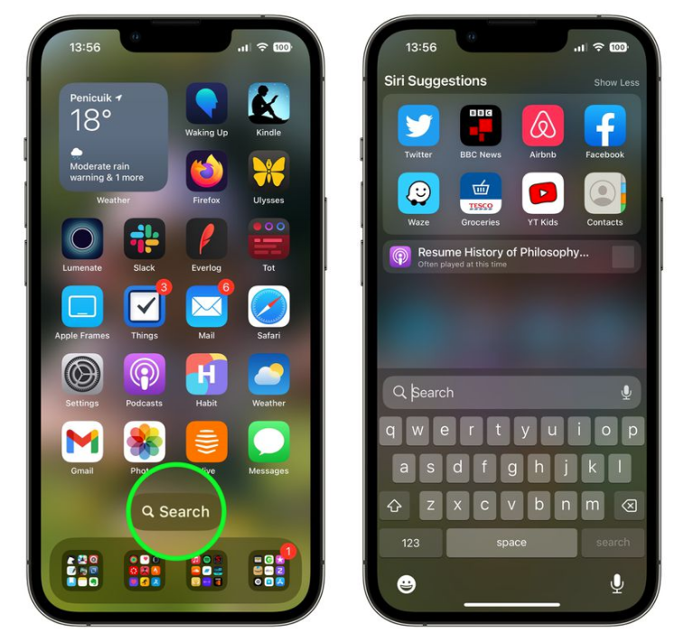 江山苹果手机维修分享升级到 iOS 16 后，如何删除主屏幕上的搜索按钮 